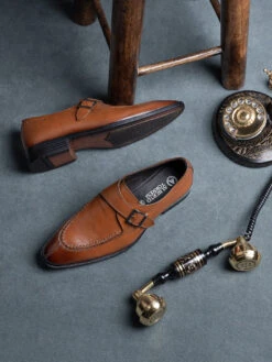 Alberto Torresi Genuine Leather Monk Shoes Dark Brown -Modern Shoes World 6 2