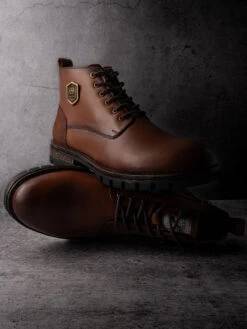 Alberto Torresi Headon Series Devl553 Pure Grain Leather Ankle Chukkas For Men -Modern Shoes World 88553 TAN 7