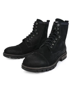Alberto Torresi Headon Series Devl556 Suede Distress Long Boots For Men -Modern Shoes World 88556 BLACK NEW 3