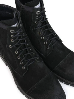 Alberto Torresi Headon Series Devl556 Suede Distress Long Boots For Men -Modern Shoes World 88556 BLACK NEW 5