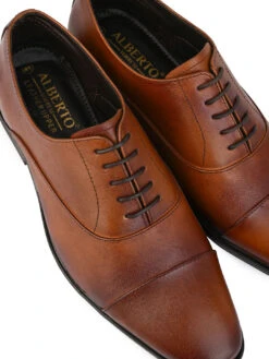 Alberto Torresi Genuine Leather Toe Cap Tan Formal Shoes -Modern Shoes World 88620 L TAN 7