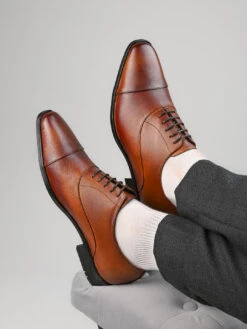 Alberto Torresi Genuine Leather Toe Cap Tan Formal Shoes -Modern Shoes World 88620 L TAN 8