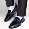 Alberto Torresi Wedding Patent Blue Crinkle Suede Shoes -Modern Shoes World 88624 CRINKLE BLUE 8