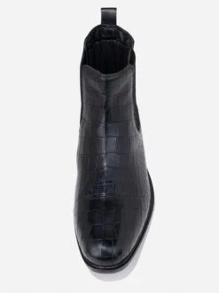 Alberto Torresi Black Croc-Textured Leather Chelsea Boots For Men -Modern Shoes World 88656 BLACK 3