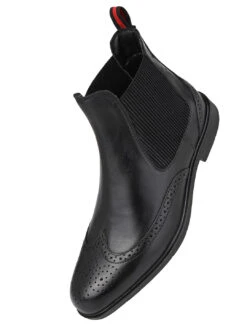 Alberto Torresi Black Leather Brogue Chelsea Boots For Men -Modern Shoes World 88657 BLACK 3