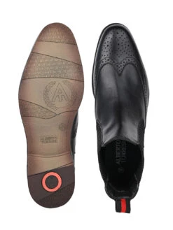 Alberto Torresi Black Leather Brogue Chelsea Boots For Men -Modern Shoes World 88657 BLACK 6