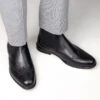 Alberto Torresi Black Leather Brogue Chelsea Boots For Men -Modern Shoes World 88657 BLACK 8