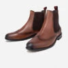 Alberto Torresi Tan Leather Brogue Chelsea Boots For Men -Modern Shoes World 88657 TAN 1