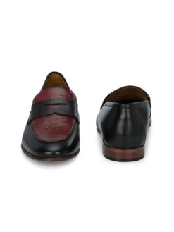 Alberto Torresi Genuine Leather Black Bordo Loafers For Men -Modern Shoes World 88682 BLACK BORDO 6
