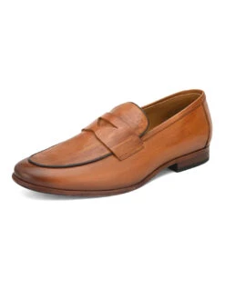 Alberto Torresi Genuine Leather Tan Loafers For Men -Modern Shoes World 88682 TAN 5