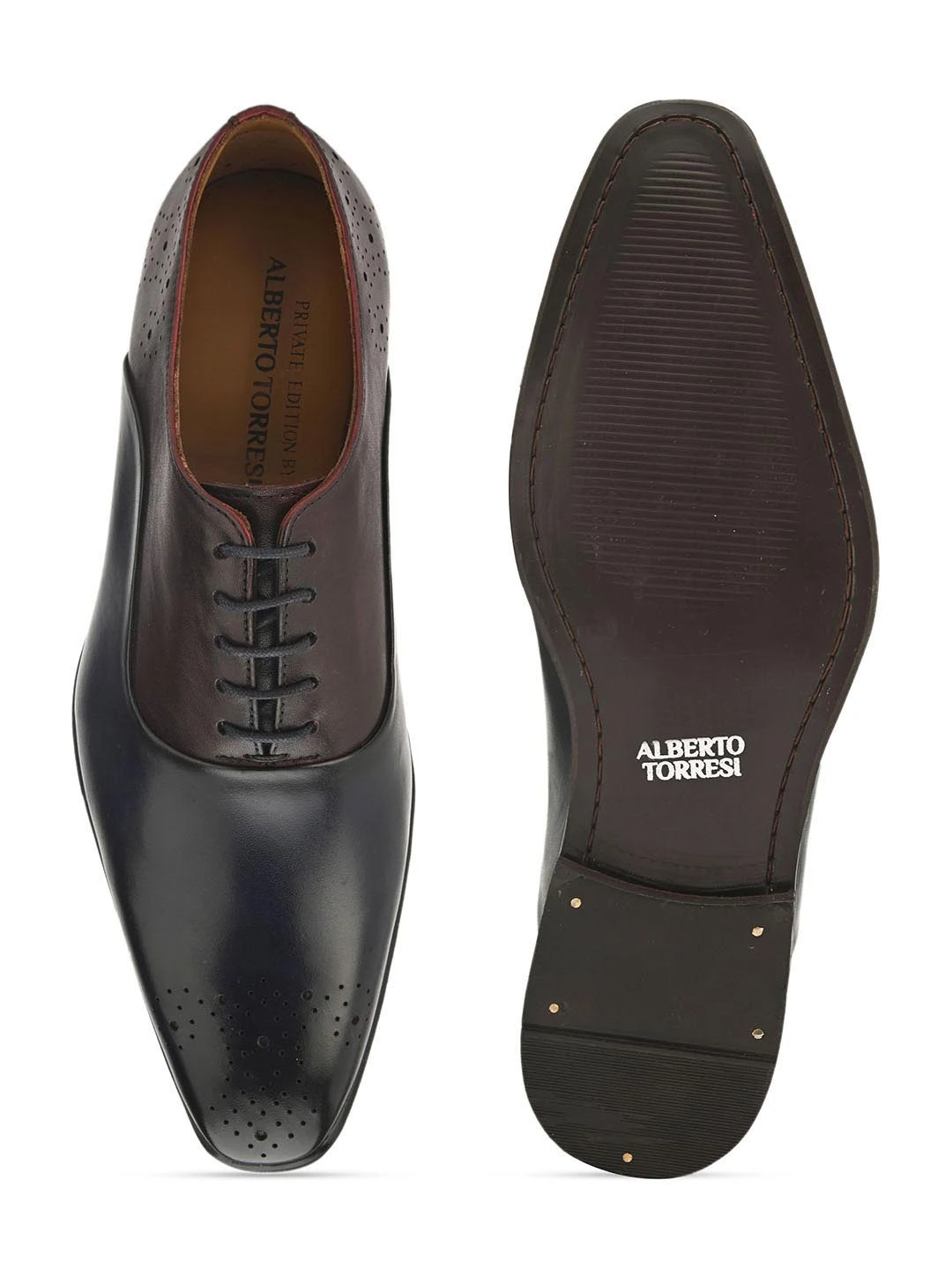 Alberto Torresi Genuine Leather Blue Bordo Office/ Dress Formal Lace Ups Shoes 8 Alberto Torresi Genuine Leather Blue Bordo Office/ Dress Formal Lace Ups Shoes - Image 6