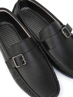 Alberto Torresi Trendy Silicon Muti Coloured Anti Slip Sole Black Monk Loafer -Modern Shoes World 88716 BLACK N 7