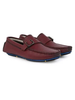 Alberto Torresi Trendy Silicon Muti Coloured Anti Slip Sole Bordo Monk Loafer -Modern Shoes World 88716 BORDO 2