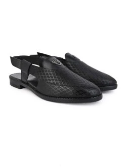 Alberto Torresi Genuine Black Leather Textured Peshawari Sandal With Padded Insole 13 Alberto Torresi Genuine Black Leather Textured Peshawari Sandal With Padded Insole -Modern Shoes World 88770BLACK 2