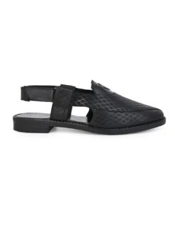 Alberto Torresi Genuine Black Leather Textured Peshawari Sandal With Padded Insole 12 Alberto Torresi Genuine Black Leather Textured Peshawari Sandal With Padded Insole -Modern Shoes World 88770BLACK 3