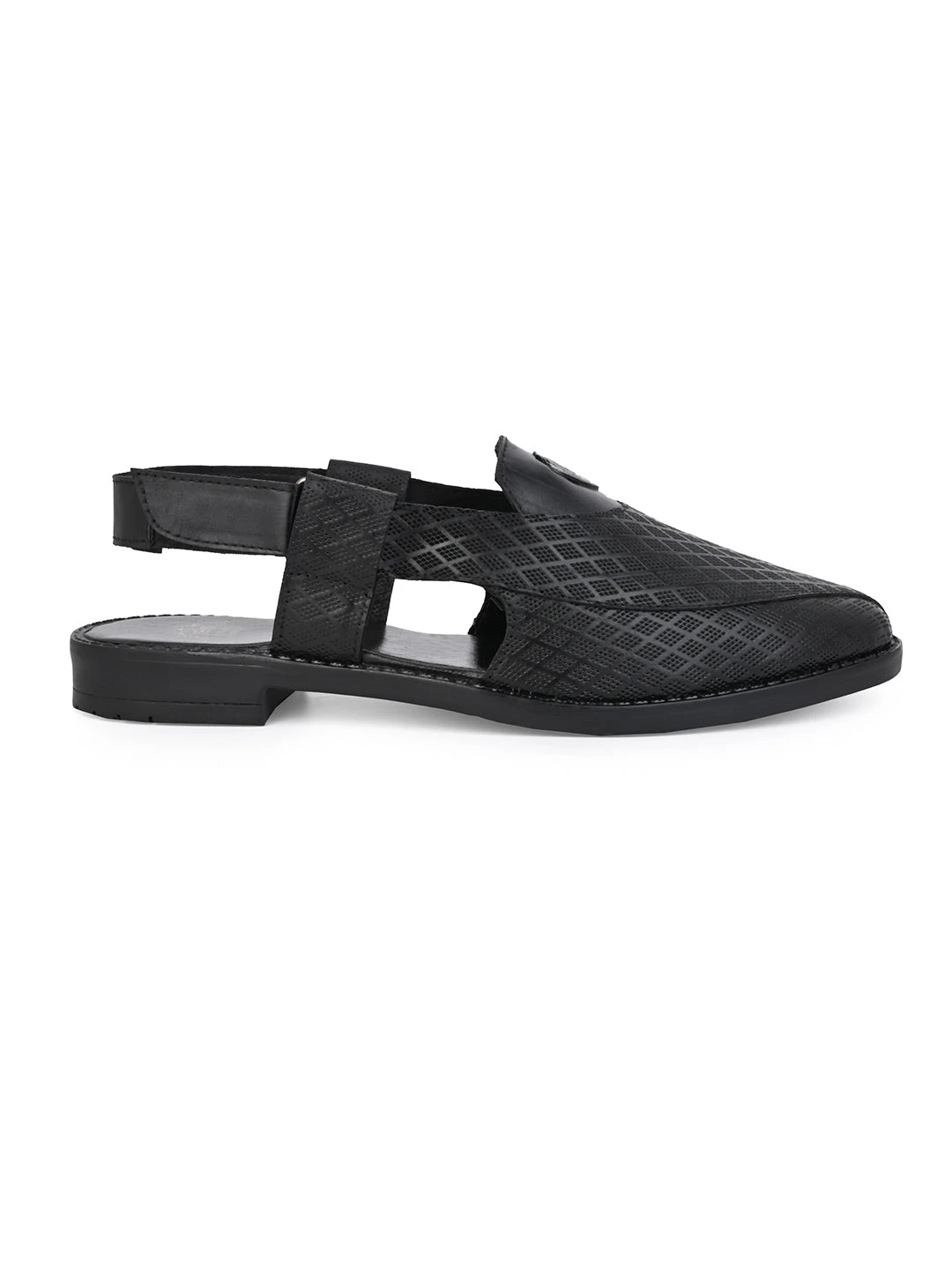 Alberto Torresi Genuine Black Leather Textured Peshawari Sandal With Padded Insole 5 Alberto Torresi Genuine Black Leather Textured Peshawari Sandal With Padded Insole - Image 3