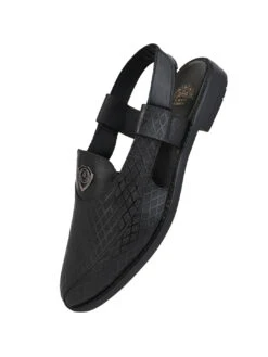 Alberto Torresi Genuine Black Leather Textured Peshawari Sandal With Padded Insole 14 Alberto Torresi Genuine Black Leather Textured Peshawari Sandal With Padded Insole -Modern Shoes World 88770BLACK 4