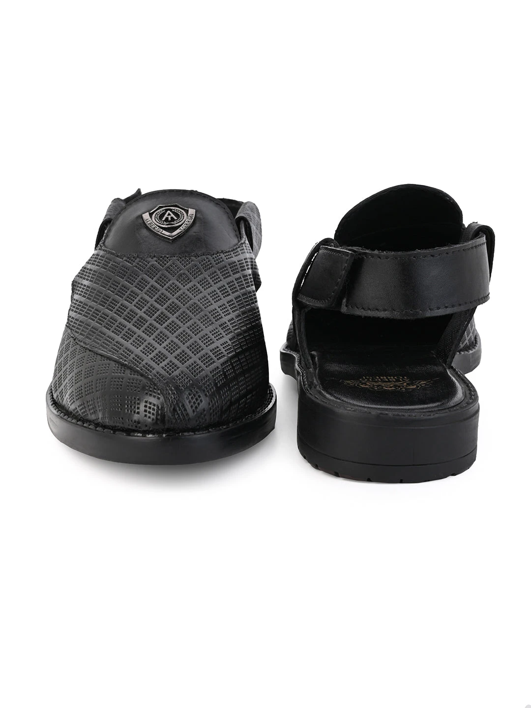 Alberto Torresi Genuine Black Leather Textured Peshawari Sandal With Padded Insole 9 Alberto Torresi Genuine Black Leather Textured Peshawari Sandal With Padded Insole - Image 7