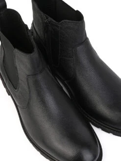 Alberto Torresi Black Mild Leather Ankle Length Boots -Modern Shoes World AT 1 88555 BLACK 7