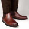 Alberto Torresi Tan Leather Chelsea Boots For Men -Modern Shoes World AT 1 IMAGE TROUSERS EDITED BROWN