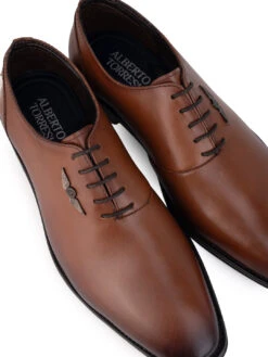 Tan Leather Lace Up Shoes For Men With Sneaker Footpad -Modern Shoes World DSC 1256