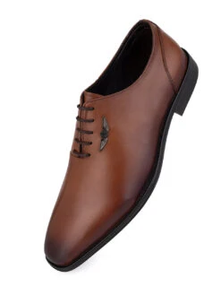 Tan Leather Lace Up Shoes For Men With Sneaker Footpad -Modern Shoes World DSC 1257