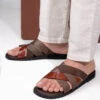 Alberto Torresi 272 Trendy Non Stitched StrapBrown Leather Slippers -Modern Shoes World DSC 2322