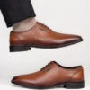 Tan Leather Lace Up Shoes For Men With Sneaker Footpad -Modern Shoes World DSC 2365