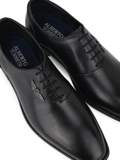 Black Leather Lace Up Shoes For Men With Sneaker Footpad -Modern Shoes World DSC 2827