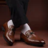 Albertoi Torresi Men's Calabria Tan Buckle Slip-Ons -Modern Shoes World DSC 3611