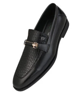 Albertoi Torresi Men's Calabria Black Buckle Slip-Ons -Modern Shoes World DSC 6155