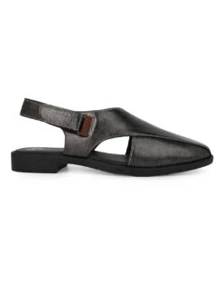 Alberto Torresi Grey Patent Crinkle Peshawari Sandal With Padded Insole -Modern Shoes World DSC 6247 3
