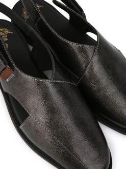 Alberto Torresi Grey Patent Crinkle Peshawari Sandal With Padded Insole -Modern Shoes World DSC 6250 3