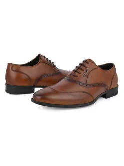 Alberto Torresi Genuine Leather Tan Laceup Formal Shoes Oxford For Men -Modern Shoes World DSC 6536