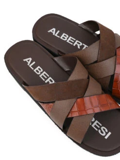 Alberto Torresi 272 Trendy Non Stitched StrapBrown Leather Slippers 12 Alberto Torresi 272 Trendy Non Stitched StrapBrown Leather Slippers -Modern Shoes World DSC 8426 2