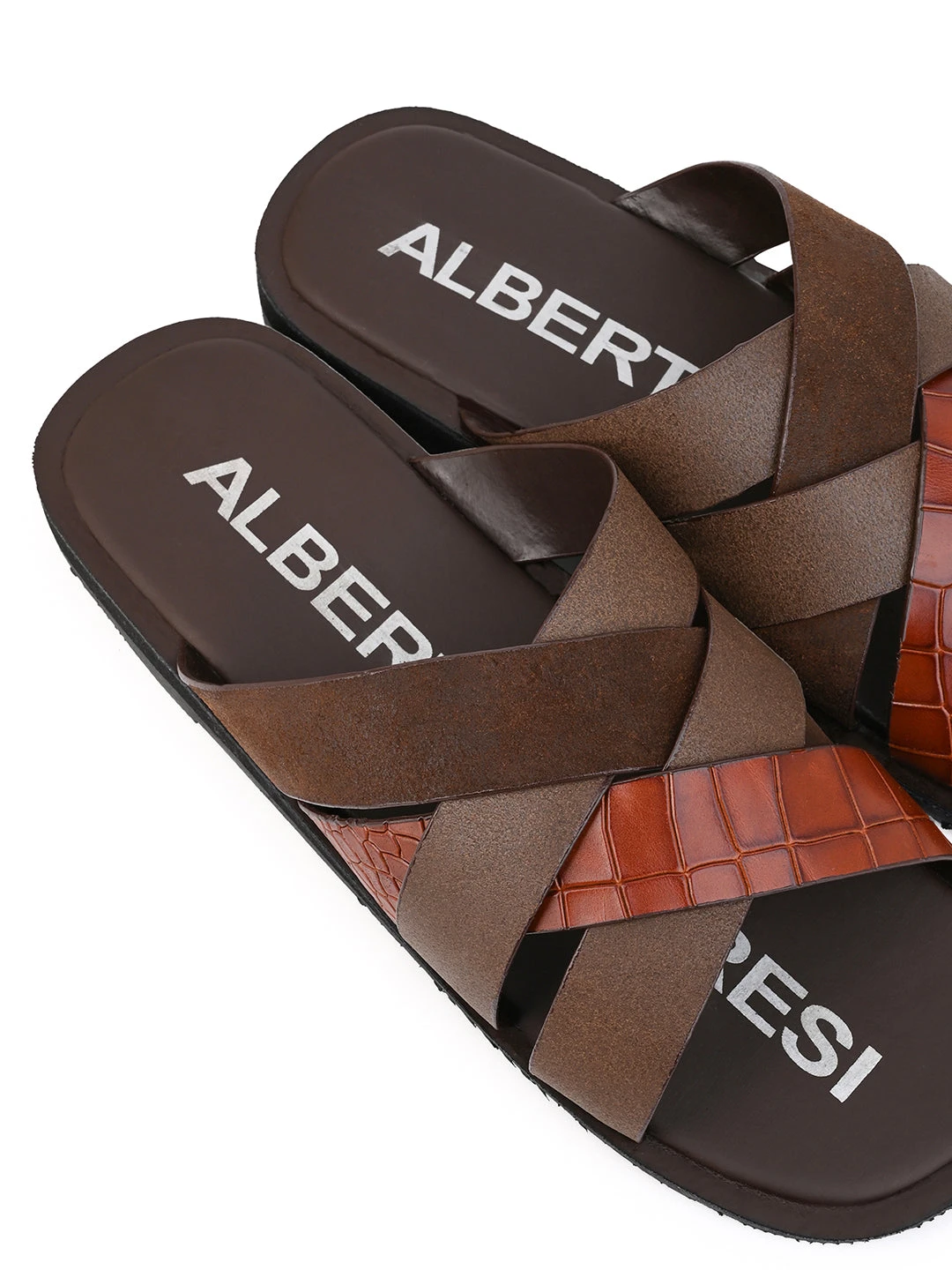 Alberto Torresi 272 Trendy Non Stitched StrapBrown Leather Slippers 6 Alberto Torresi 272 Trendy Non Stitched StrapBrown Leather Slippers - Image 4