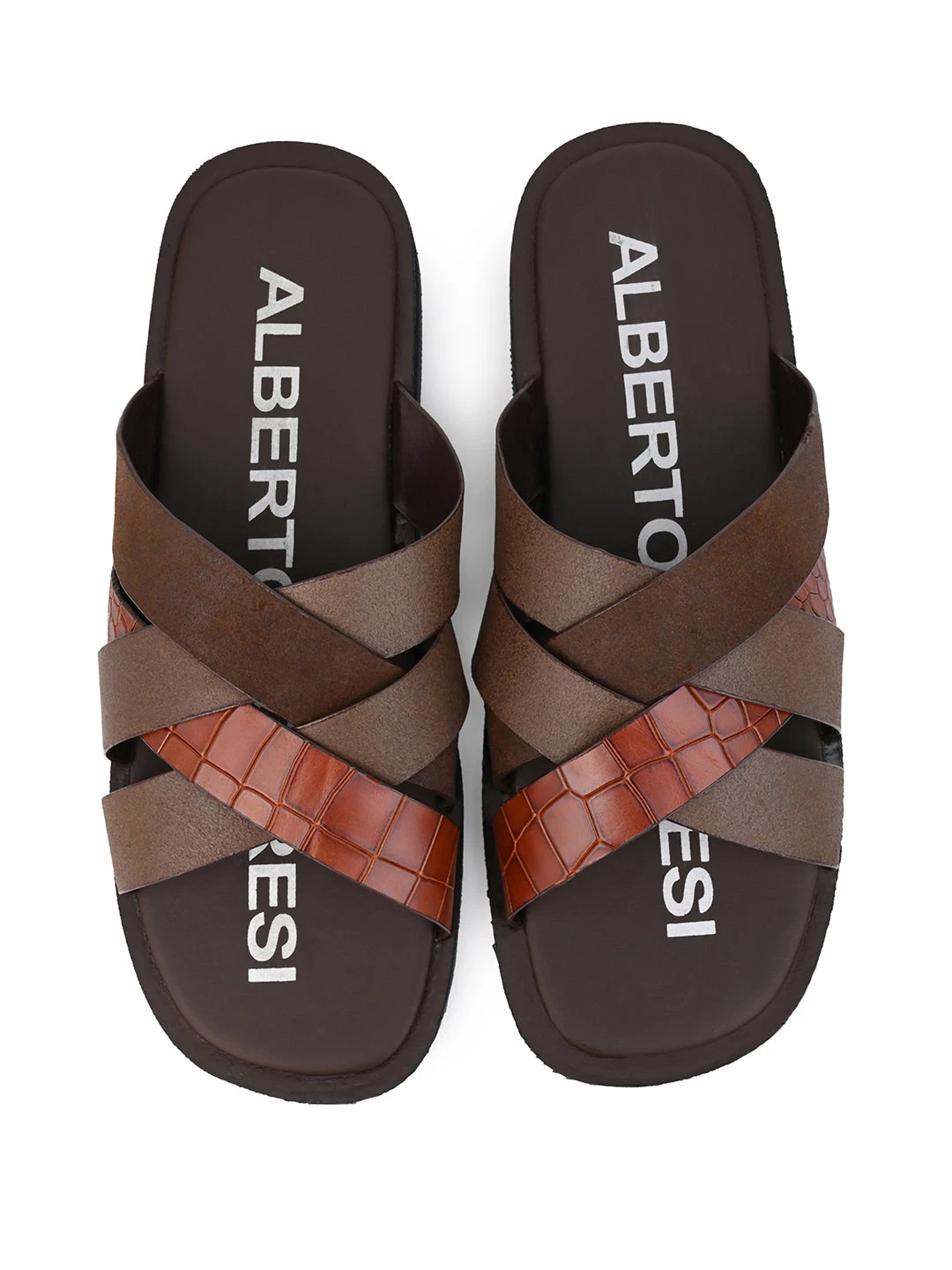 Alberto Torresi 272 Trendy Non Stitched StrapBrown Leather Slippers 7 Alberto Torresi 272 Trendy Non Stitched StrapBrown Leather Slippers - Image 5