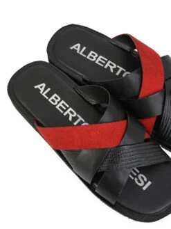 Alberto Torresi 270 Trendy Non Stitched Strap RedLeather Slippers -Modern Shoes World DSC 8444