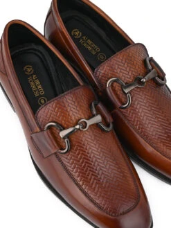 Premium Branded Horsebit Formal Leather Loafer With Tpr Sole And Heel Support -Modern Shoes World DSC 9478